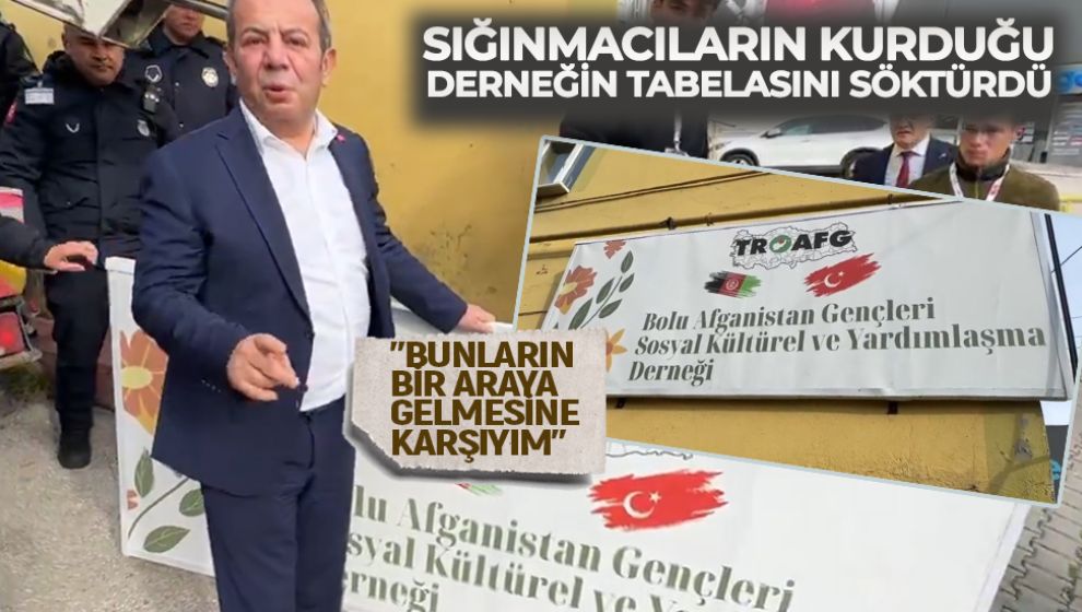ÖZCAN SIĞINMACILARIN KURDUĞU DERNEĞİN TABELASINI SÖKTÜRDÜ