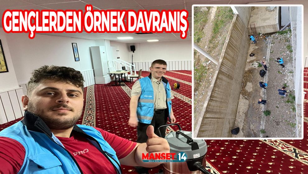 GÖNÜLLÜ GENÇLER YURT ÇEVRESİNİ TEMİZLEDİ