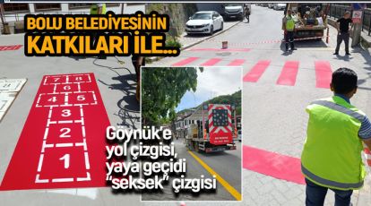 BOLU BELEDİYESİ GÖYNÜK'TE OKUL, YOL NE VARSA RENKLENDİRDİ