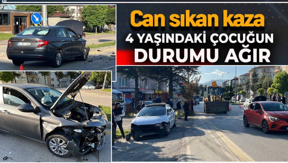 BOLU'DA 2 ARAÇ ÇARPIŞTI. 4 YAŞINDAKİ ÇOCUĞUN DURUMU AĞIR