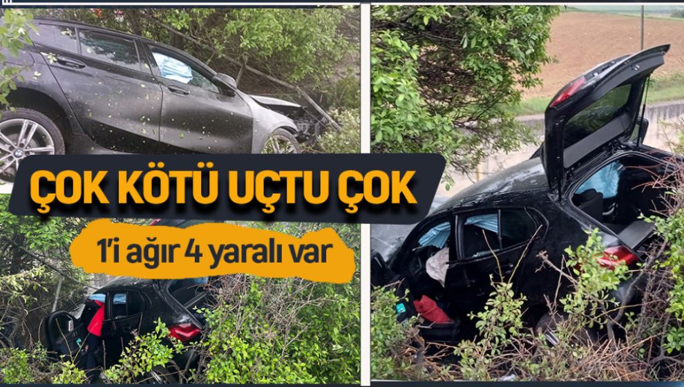 KONTROLDEN ÇIKAN ARAÇ ŞARAMPOLE UÇTU. 1'İ AĞIR, 4 YARALI