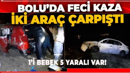 BOLU'DA OTOMOBİL CİPLE ÇARPIŞTI: 1'İ BEBEK 5 YARALI