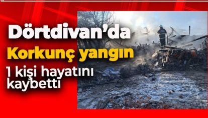 DÖRTDİVAN'DA AHŞAP EV YANDI. 1 KİŞİ HAYATINI KAYBETTİ
