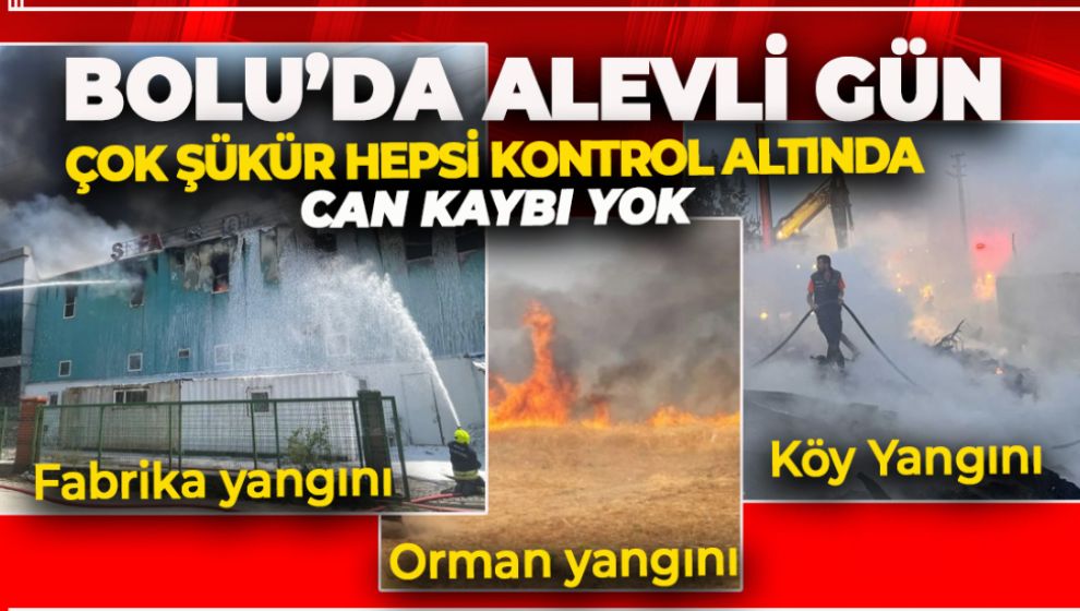 BOLU ALEVLİ GÜN.. BİR FABRİKA, BİR KÖY, BİRDE ORMAN YANGINI