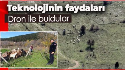 KAYBOLAN KÜÇÜKBAŞ HAYVANLAR DRONLA BULUNDU