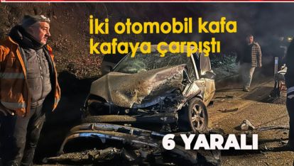 BOLU'DA İKİ ARAÇ KAFA KAFAYA ÇARPIŞTI: TAM 6 YARALI