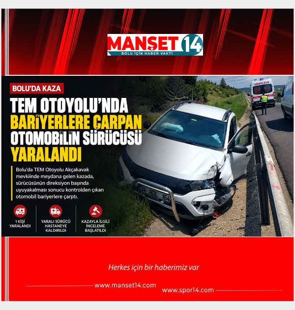 TEM Otoyolu'nda Bariyerlere Çarpan Otomobilin Sürücüsü Yaralandı