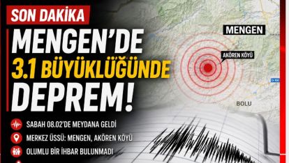 Mengen'de 3.1 Büyüklüğünde Deprem