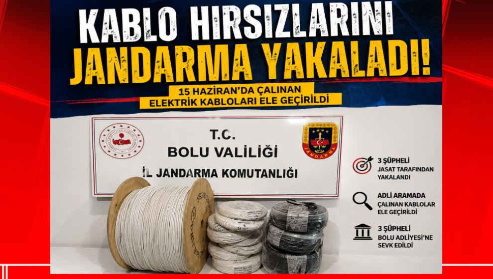 Bolu'da Kablo Hırsızlığı Aydınlatıldı: 3 Şüpheli JASAT Tarafından Yakalandı