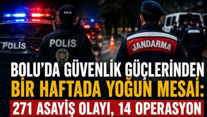 Bolu'da Güvenlik Güçlerinden Bir Haftada Yoğun Mesai: 271 Asayiş Olayı, 14 Operasyon