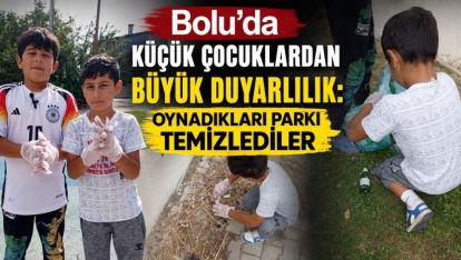 Bolu'da Küçük Çocuklardan Büyük Duyarlılık: Oynadıkları Parkı Temizlediler