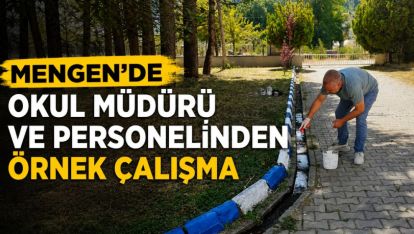 Mengen'de Okul Müdürü ve Personelinden Örnek Çalışma