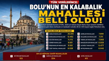 TÜİK Verilerince: Bolu'nun En Kalabalık Mahallesi Belli Oldu